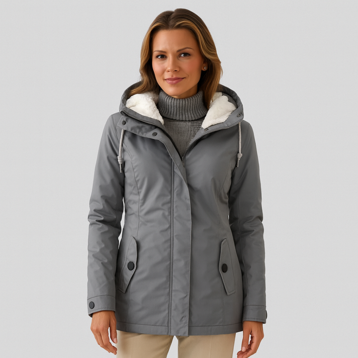 Allison | Veste longue imperméable avec capuche et doublure