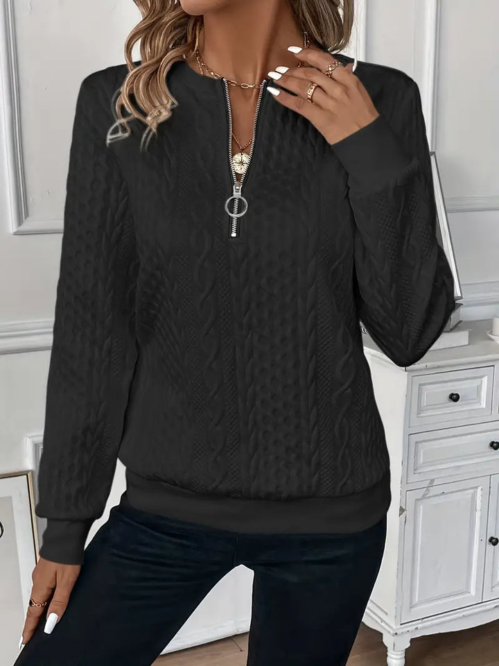 Elysha™ - Pull à fermeture éclair quart de longueur texturé