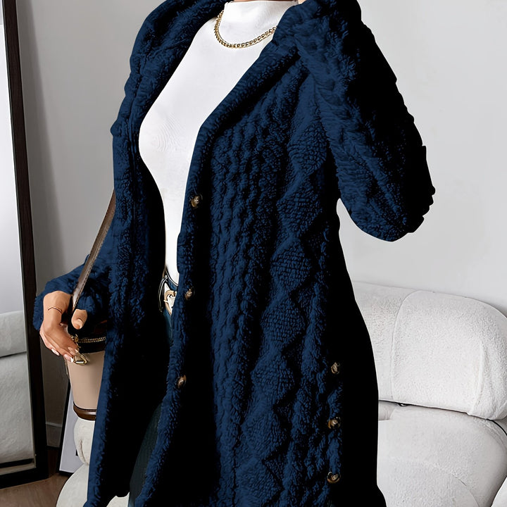 Paula™ - Cardigan à capuche en peluche à motif losange