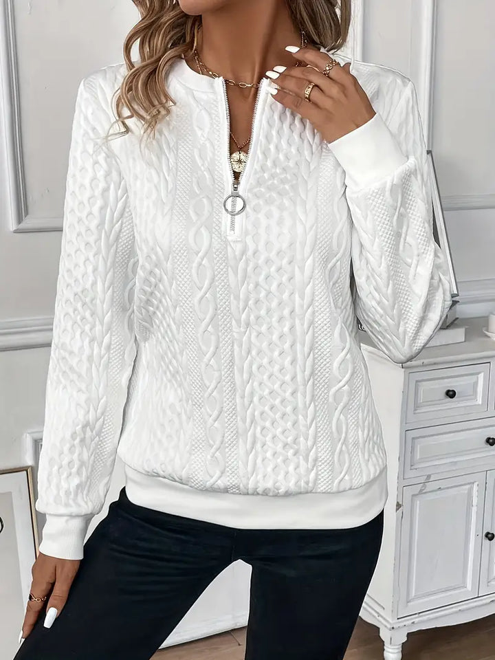 Elysha™ - Pull à fermeture éclair quart de longueur texturé