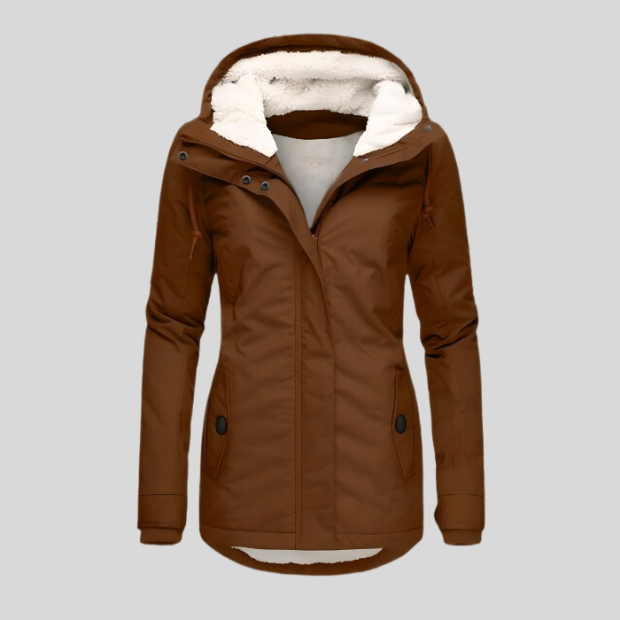 Allison | Veste longue imperméable avec capuche et doublure