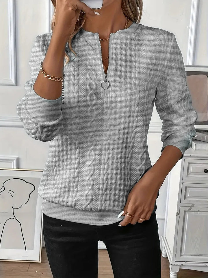 Elysha™ - Pull à fermeture éclair quart de longueur texturé